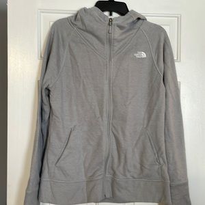 Woman’s grey North Face full zip sweatshirt Large